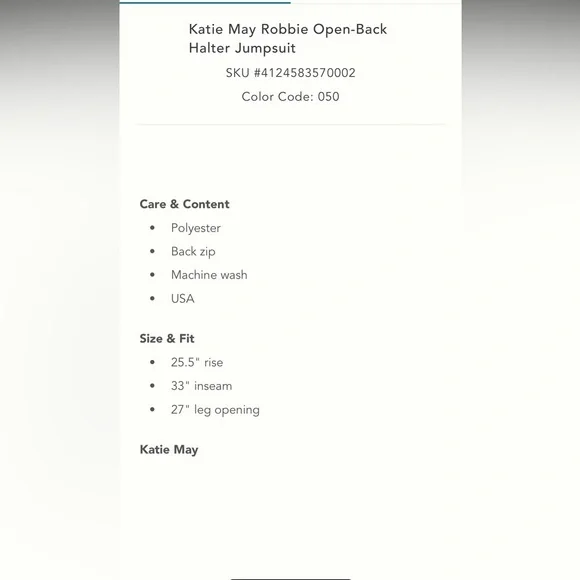 New Anthropologie Katie May The Robbie Open-Back Halter Jumpsuit, Size XS - Picture 15 of 16